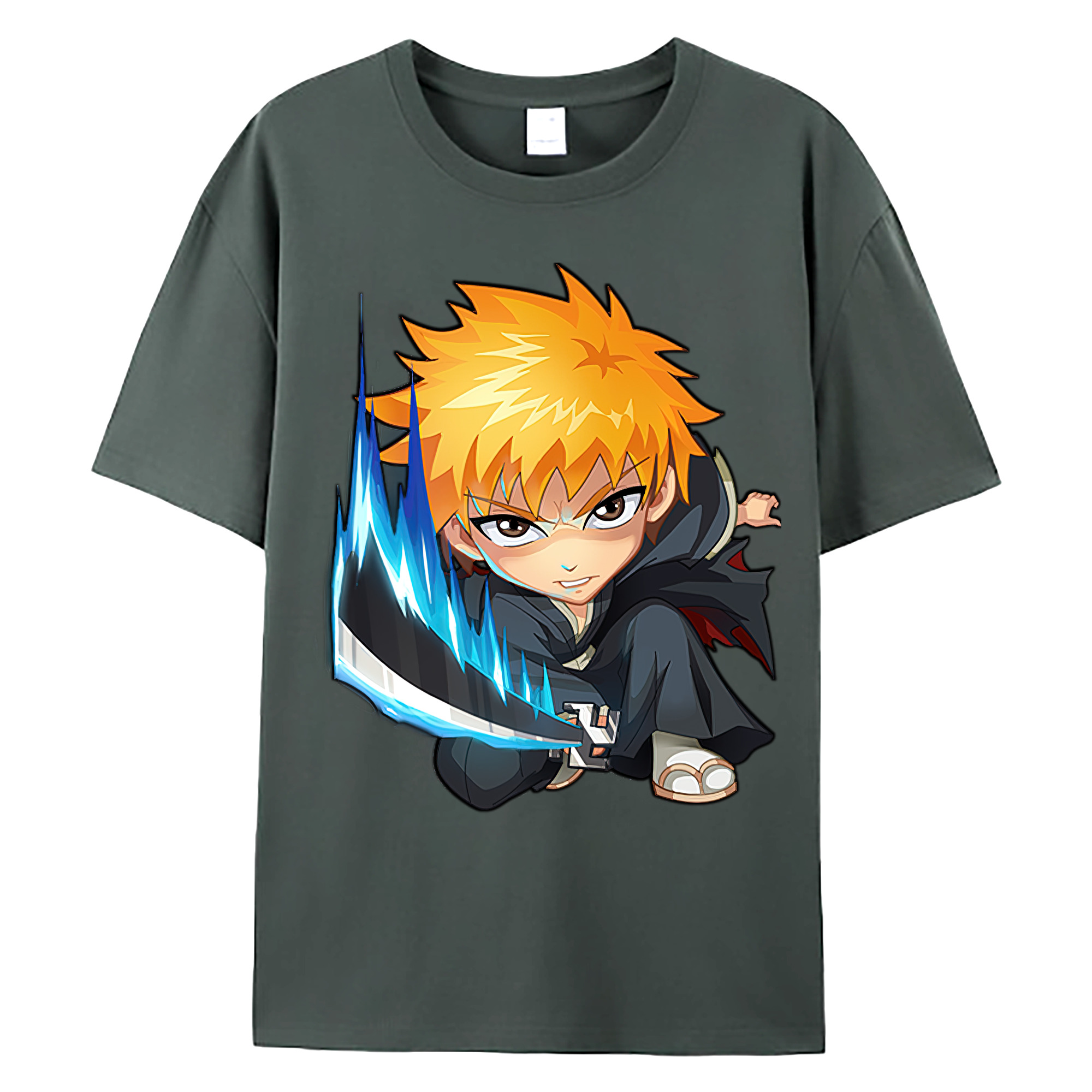 （画像用） ブリーチ 黒崎一護（くろさき いちご）BLEACH Kurosaki Ichigo 綿100％ メンズ半袖Tシャツ｜肌触りやわらか＆通気性